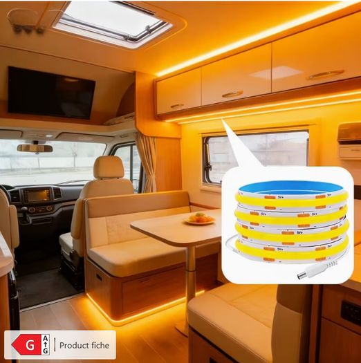 5m Self-Adhesive DC 5V Low Voltage COB LED Light Strip Self-Adhesive & Cuttable Plug & Play