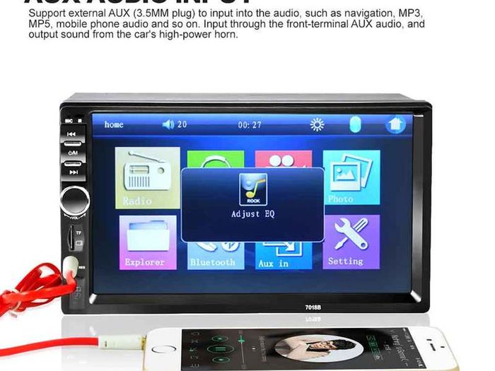 2 Din Car Video Player 7 inch Touch Screen Multimedia player MP5 Player USB FM Bluetooth With Rear View Camera