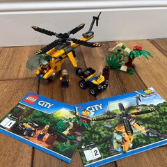 LEGO 60158 Jungle Cargo Helicopter 100% Complete w/ Instructions & Figs