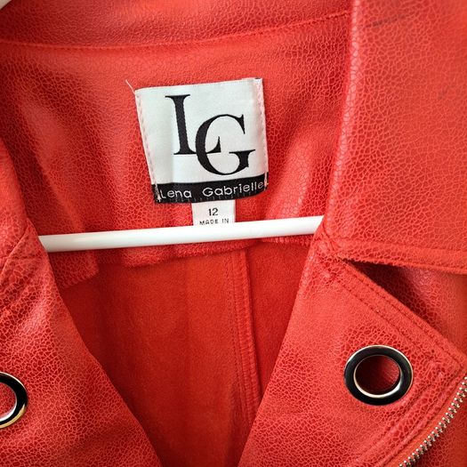 Lena Gabrielle Fuscia Moto Jacket with Grommet & Zipper Detail Size 16