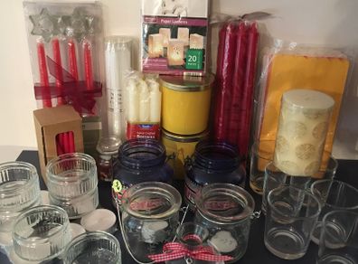 Candles BUNDLE Glass Jar Holders, Lanterns, Oils Burner, Gift Basket            -  DIY Decoration, Events, Tablescaping