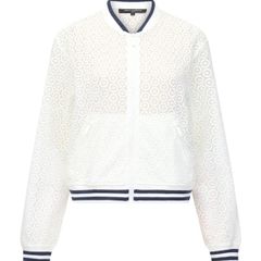 Lace Mix Knit Bomber Jacket