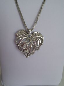 Crystal Rhinestone Hollow Heart Pendant