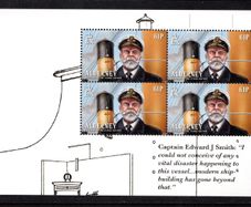 2012 Alderney Centenary of the Sinking of the Titanic 61p Captain Edward J. Smith Commemorative Stamp Booklet Pane Mint Never Hinged (MNH)