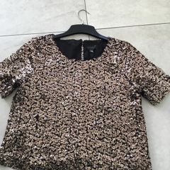 Ladies Topshop black top with gold swquins. Brand New. Size 10