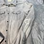 AllSaints Large Grey Distressed Denim Shirt Over Shirt - Cowboy Western Size L Image 3