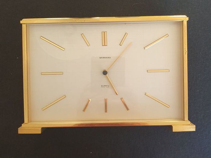 Garrard of London Mid-Century Swiss Quartz Mantel Clock - Sold Brass