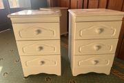 2 x bedside lockers wooden white set B