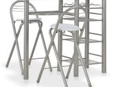 3 Piece Bar Set with Shelves Wood and Steel White