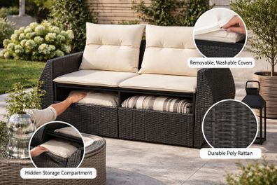 Garden 2 Seater Sofa with storage