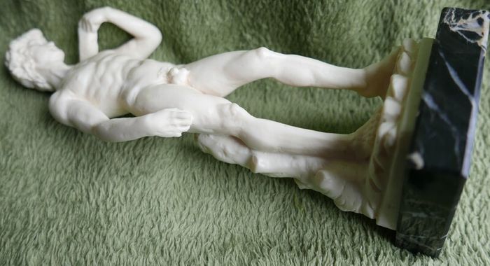 Vintage Sculpture of Statue of David in Resin by A. Santini Italy Male Nude Vintage  Italy 1960