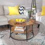 Coffee table with 2 shelves  coffee table round, coffee table, coffee table with shelf, easy construction, metal, industrial design, vintage, dark brown Image 4