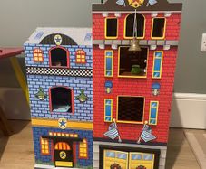 KidKraft Everyday Heroes wooden play set Police and Fire Station Excellent Condition