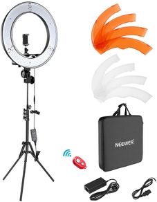 Lighting Kit: 48cm Outdoor 55W 5500K Dimmable LED Ring Light, Light Stand, Receiver for Smartphone, Youtube, TikTok, for Self Portrait Recording