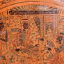 Vintage Wonderful  Hand Painted/Etched Lacquered  Wooden Large Tray - Asian Hand Made L 19" Image 3