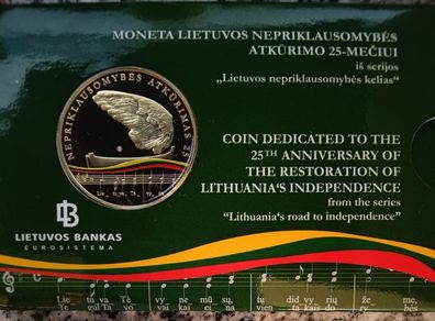 Lithuania 5 Euro Proof-like Coin 2015 - Lithuania's Independence - Lithuania's Road to Independence