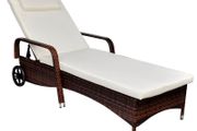 Sun Lounger with Wheels Poly Rattan Brown