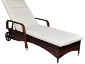 Sun Lounger with Wheels Poly Rattan Brown