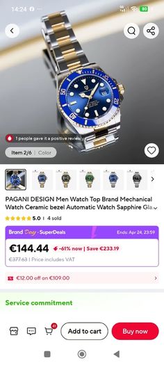 Mens Pagani Design Automatic Self Winding Dive Watch