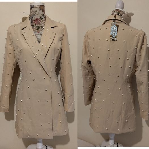 Boohoo Petite Pearl Detail Blazer Dress New With Tags