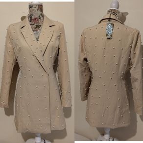 Boohoo Petite Pearl Detail Blazer Dress New With Tags