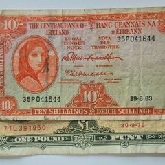 1963 lavery 10 shillings, 1976 pound note