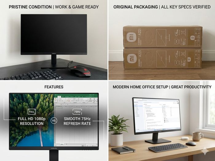 2x Xiaomi A22i Monitors (21.45", FHD, 75Hz) - As New in Box