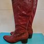 Ladies Tall boots Suede leather  rouge perforated French Fugitive new boxed size 5 & 6 bank holiday sale Image 4