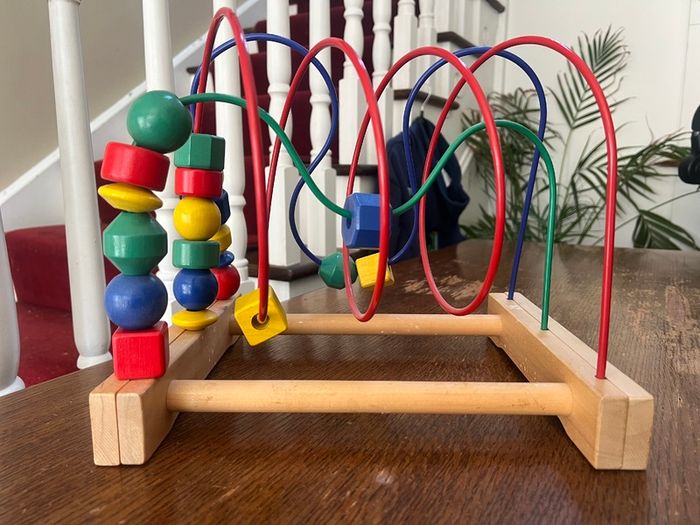 IKEA mula wooden bead shape wire toy
