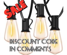 Outdoor LED String Lights 60FT, 18M ST38 Garden Festoon Light Mains Powered, Waterproof LED Hanging Lighting for Outside Indoor Patio Cafe Party, 2700K Warm White 30+1 Plastic Bulbs (FREE SHIPPING)