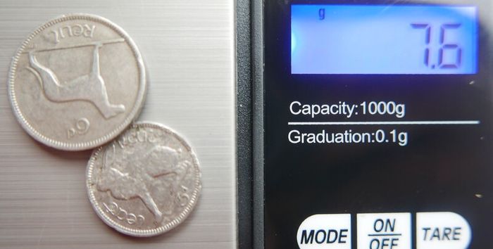 Vintage Irish Sixpence 1928 and 3 Pence 1933