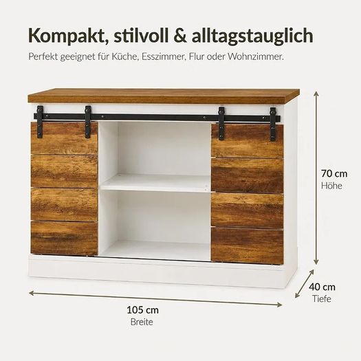 Buffet Cabinet - Large Sideboard - Storage Cupboard, Kitchen Cabinet Server with Sliding Barn Doors, Storage Sideboard Console Table for Dining Room Living Room Hallway Entrance Area