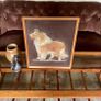 Vintage Late Mid Century Unique Real Fur Collie Dog Framed Wall Art Rustic Decor Image 3