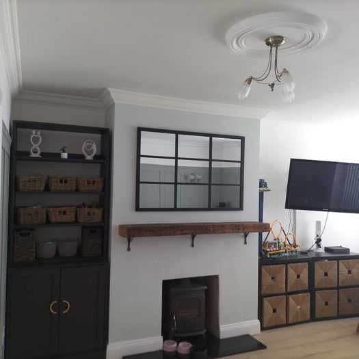 Black Ikea Unit, Mirror, Storage Set and Curtains