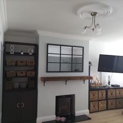 Black Ikea Unit, Mirror, Storage Set and Curtains