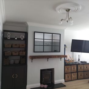Black Ikea Unit, Mirror, Storage Set and Curtains