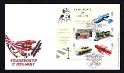 2003 Great Britain Classic Transport Toys Commemorative Stamps Miniature Sheet Royal Mail Addressed Stamp First Day Cover (FDC)