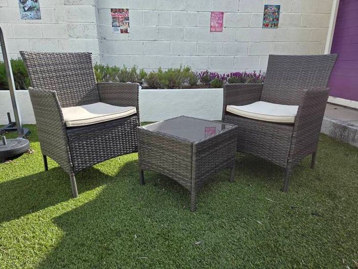 Rattan Fuji table, 8 chairs & coffee table