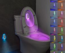 Motion Sensor Toilet Night Light, 16 Colors Home Toilet Light Bathroom Body Motion Sensor Toilet Bowl Lid Lamp, Adjustable Motion Activated Toilet Night Light for Any Toilet (1 Pack)