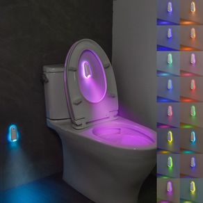 Motion Sensor Toilet Night Light, 16 Colors Home Toilet Light Bathroom Body Motion Sensor Toilet Bowl Lid Lamp, Adjustable Motion Activated Toilet Night Light for Any Toilet (1 Pack)