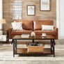 Coffee Table with X-Shaped Struts, Steel Frame and Shelves, 100 x 55 x 45 cm, Industrial Design, Country House Style, Vintage Brown / Black Image 3