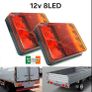 2pcs 8LED Rear Tail Lights Lamps Trailer Truck Caravan Bus Tailights Image 2
