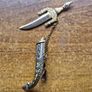 Vintage Sabre Blade Sword Brooch Tie Pin Clip Toledo Damascene Style Goldtone Image 3