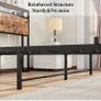 King Size Bed Frame with Storage Wooden Headboard,Bed 150x200 cm,Metal Bed Frame Kingsize Bed Base Mattress Foundation,Metal Slats Support,Platform Bed Frame Double Bed,Black+Rustic Brown Image 4
