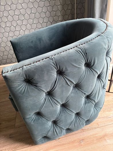 Teal Velvet Swivel Armchair