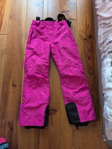 pink ski salopettes