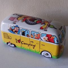 Volkswagen Camper Van - Biscuit Tin - " I Love Camping "