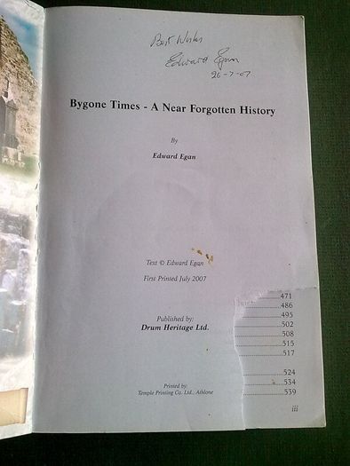 Bygone times A near forgotten history Ireland Irish Drum Co. Roscommon Signed