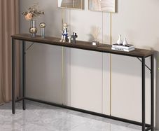 Slim Console Table for Hallway Industrial Compact Display Table Sofa Table for Small Spaces Rustic Brown