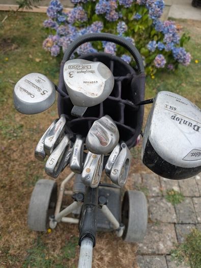 ladies Golf clubs and trolley